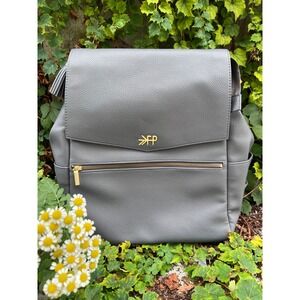 FRESHLY PICKED Classic Stone Gray Vegan Leather Convertible Diaper Bag Backpack